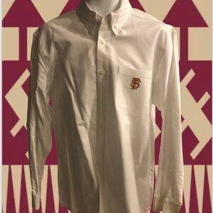 Florida State Seminoles FSU Men L Large White Button Down Oxford Logo Shirt NWOT